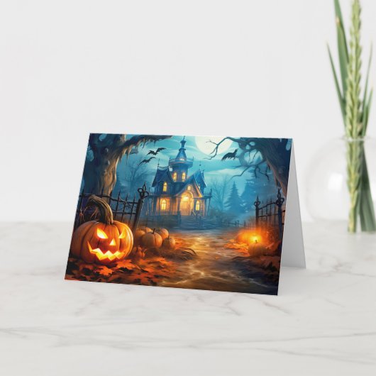 Happy Halloween Spooky Haunted Manor Kaart (Voorkant)