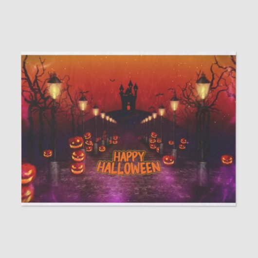 Happy Halloween Spooky Haunted Witch Castle Tissuepapier (Voorkant)