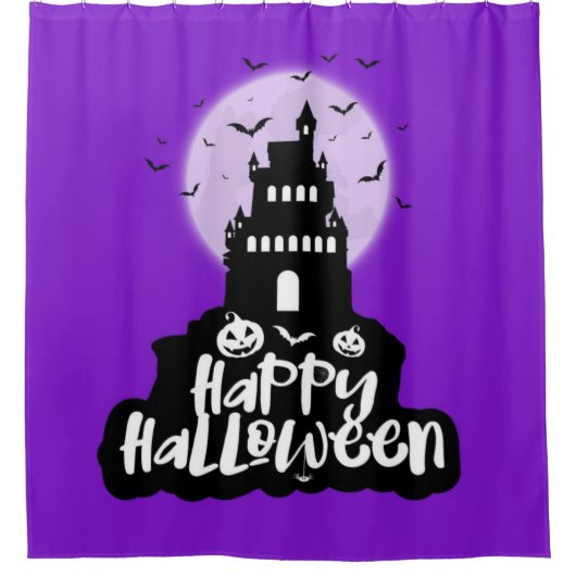 Happy Halloween Spooky House Douchegordijn (Voorkant)