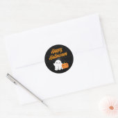 Happy Halloween Spooky Kinder Partij Zwart Ronde Sticker (Envelop)