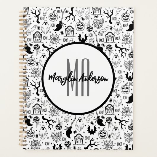 HAPPY HALLOWEEN SPOOKY  MONOGRAM PLANNER (Voorkant)
