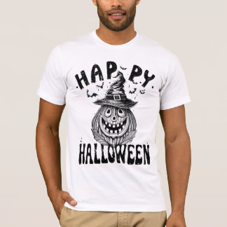 Happy Halloween, Spooky pompoen met pet T-shirt