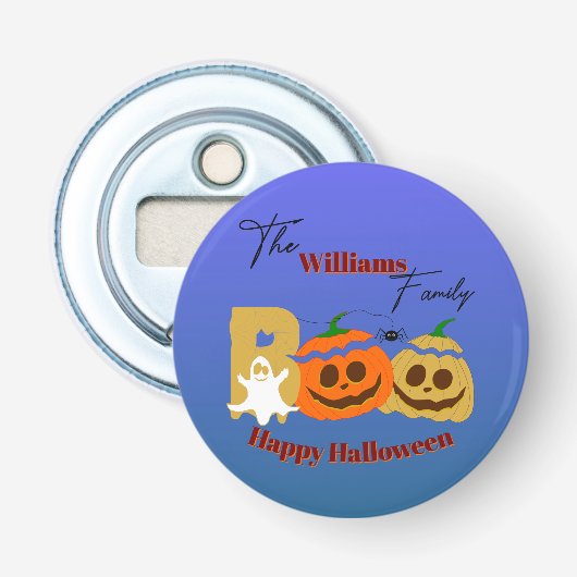 Happy Halloween Spooky Pumpkin Button Flesopener (Voorkant)