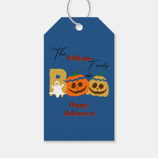 Happy Halloween Spooky Pumpkin Gift Label Cadeaulabel (Voorkant)