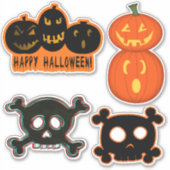 Happy Halloween Spooky Pumpkins Skullies Sticker (Voorkant)