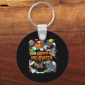 Happy Halloween Spooky Retro Sleutelhanger (Achterkant)