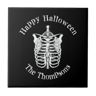 Happy Halloween Spooky Scary Skeleton Simple Tegeltje