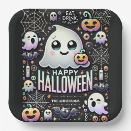 Happy Halloween Spooky Schattige Ghost Papieren Bordje