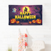 Happy Halloween Spooky & Schattige Spandoek (Insitu)