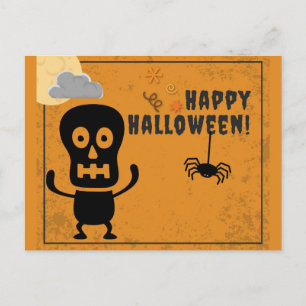 Happy Halloween Spooky Skeleton Spider Briefkaart