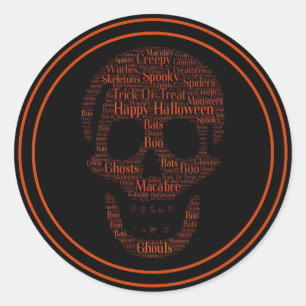 Happy Halloween Spooky Skull Ronde Sticker