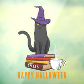 Happy Halloween Spooky Spells Black Cat Custom Raamsticker (Vel 3)