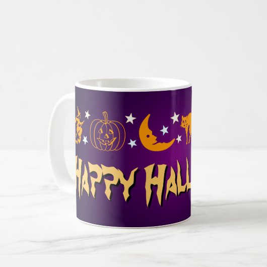 Happy Halloween Spooky Symbols Witch Moon Ghost Koffiemok (Voorkant links)