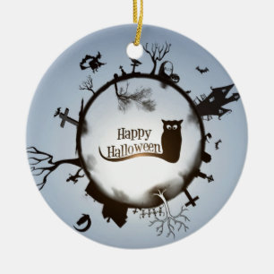 Happy Halloween Spooky Thme Ornament Round