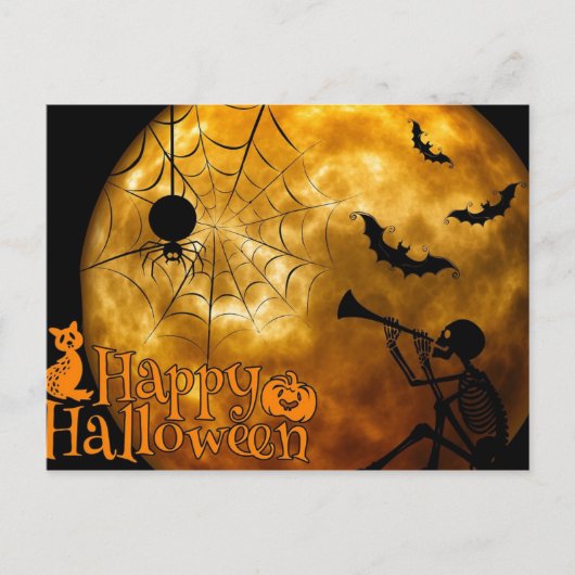 Happy Halloween squelette et carte postale Spider (Devant)
