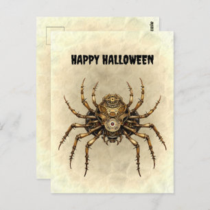 Happy Halloween Steampunk Spider Briefkaart