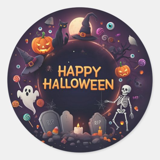 Happy Halloween Sticker rond (Devant)