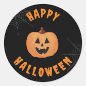 Happy Halloween Stickers Black & Orange Round (Devant)