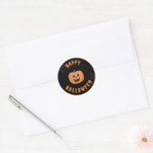 Happy Halloween Stickers Black & Orange Round (Enveloppe)