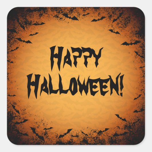 Happy Halloween stickers met grungy bat border (Voorkant)
