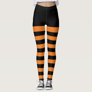 Happy Halloween Striped Leggings