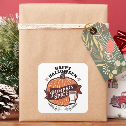 Happy Halloween T-Shirt Vierkante Sticker (Feestdagen)