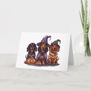 Happy Halloween teckel heksenhonden Kaart