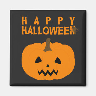 Happy Halloween-tekst en pompoen op Black Magnet Magneet