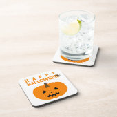 Happy Halloween Text en Pumpkin op White Bier Onderzetter (Rechterzijde)