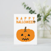 Happy Halloween texte et Citrouille sur carte post (Debout devant)