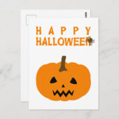 Happy Halloween texte et Citrouille sur carte post (Devant / Derrière)
