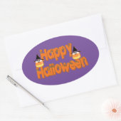 Happy Halloween Texte Whimsical Stickers Oval (Enveloppe)