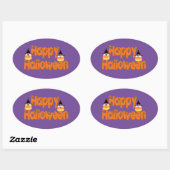 Happy Halloween Texte Whimsical Stickers Oval (Feuille)
