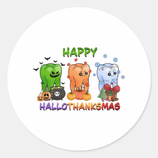 Happy Halloween Thanksgiving Kerst Grappig mannen Ronde Sticker (Voorkant)