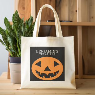 Happy Halloween Treat Bag Naam toevoegen Leuke Pom Tote Bag