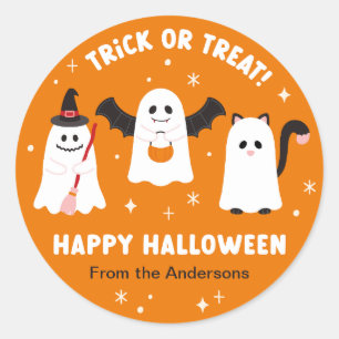Happy Halloween Trick or treat Ghosts Ronde Sticker