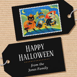 Happy Halloween Trick or treat Schattige Cat Witch Cadeaulabel