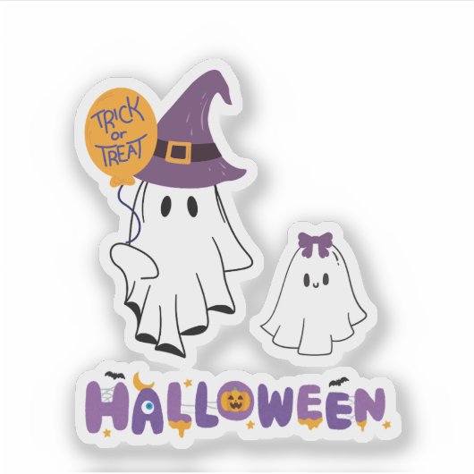 happy halloween trick or treat sticker (Voorkant)