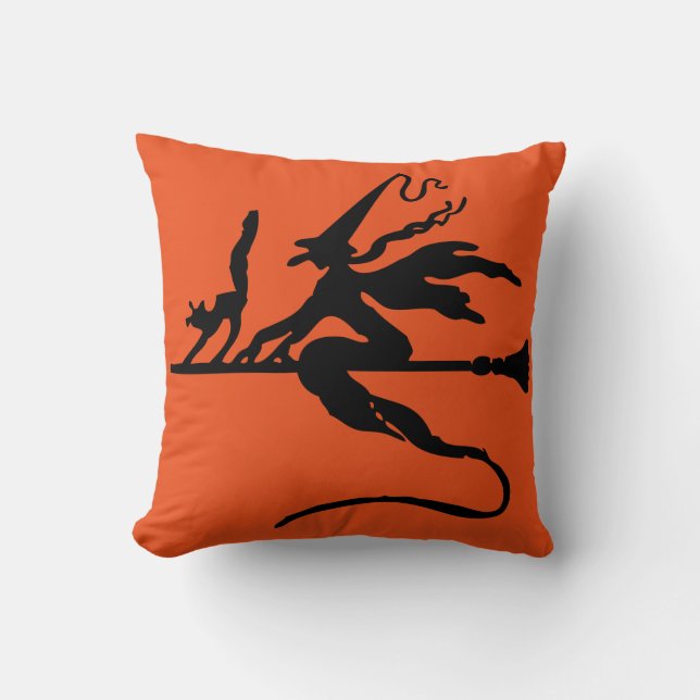 Happy Halloween Trick or treat Witch met Broom Kussen (Voorkant)