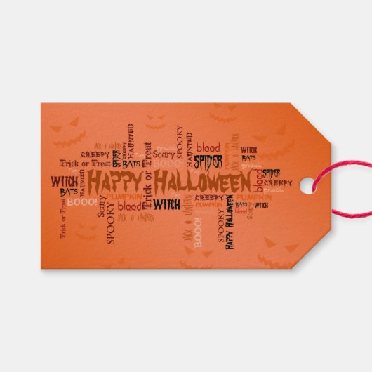Happy Halloween Typografie Cadeaulabel (Voorkant (Horizontaal))
