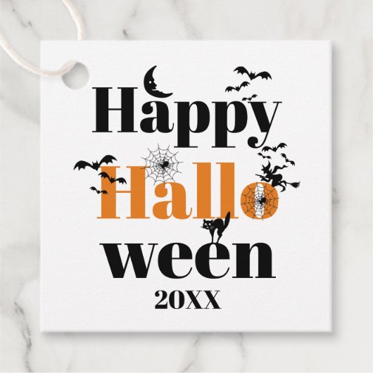 Happy Halloween-typografie met elementen Bedankjes Labels (Voorkant)