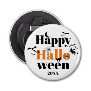 Happy Halloween-typografie met  elementen Button Flesopener