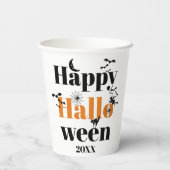 Happy Halloween-typografie met  elementen Papieren Bekers (Achterkant)
