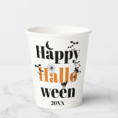 Happy Halloween-typografie met  elementen Papieren Bekers (Voorkant)