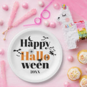 Happy Halloween-typografie met  elementen Papieren Bordje (Feest)