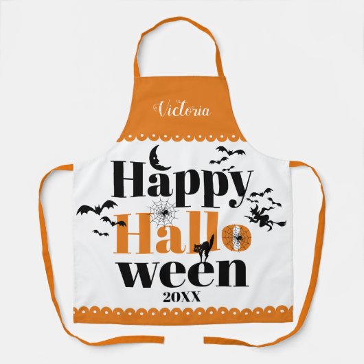 Happy Halloween-typografie met elementen Schort (Voorkant)