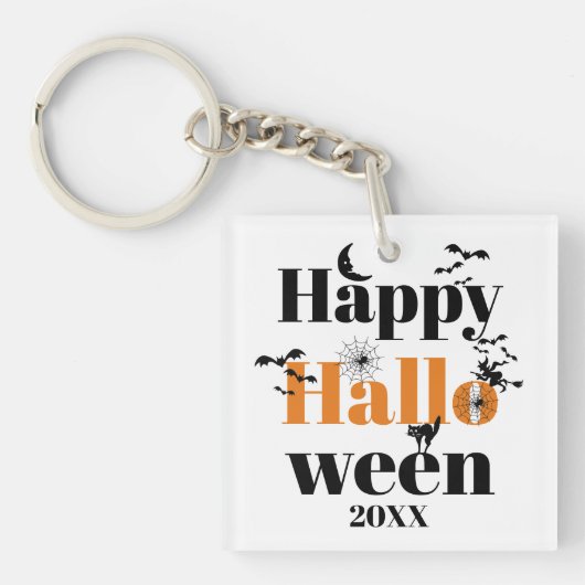 Happy Halloween-typografie met  elementen Sleutelhanger (voorkant)