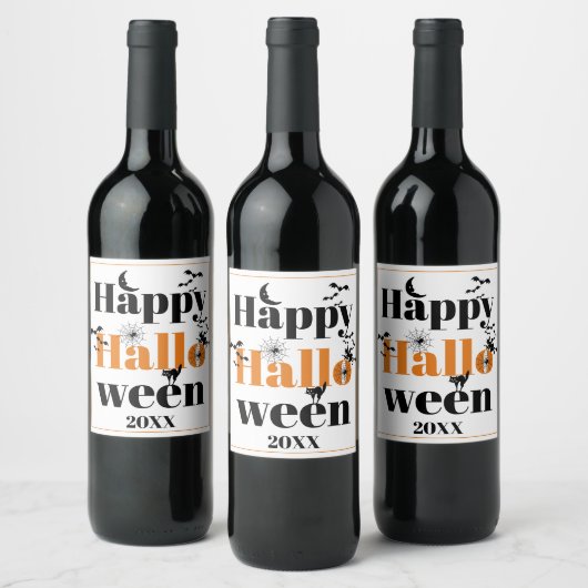Happy Halloween-typografie met elementen Wijn Etiket (Flessen)