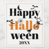 Happy Halloween-typografie met  elementen Wijn Etiket (Enkel label)