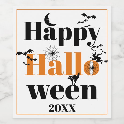 Happy Halloween-typografie met  elementen Wijn Etiket (Enkel label)